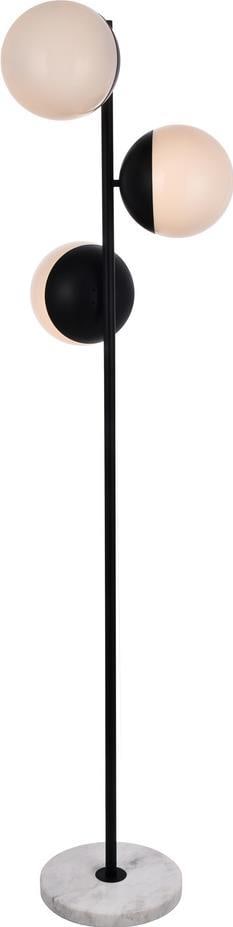 Elegant Lighting Eclipse Black Floor Lamp 3 Lights Milk Finish (1 of 1)
