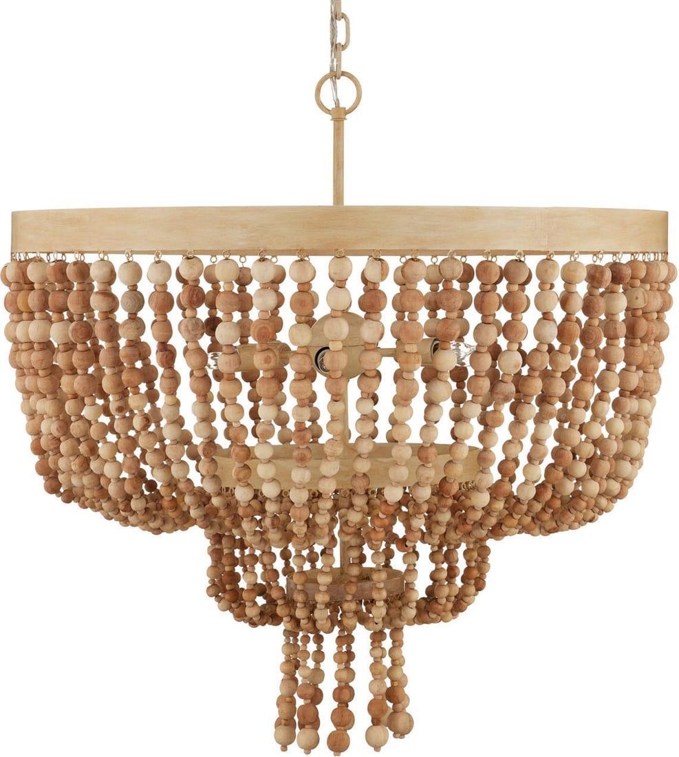 Currey Sabia Coco Cream Chandelier 6 Bulb Dimmable Lighting (1 of 5)