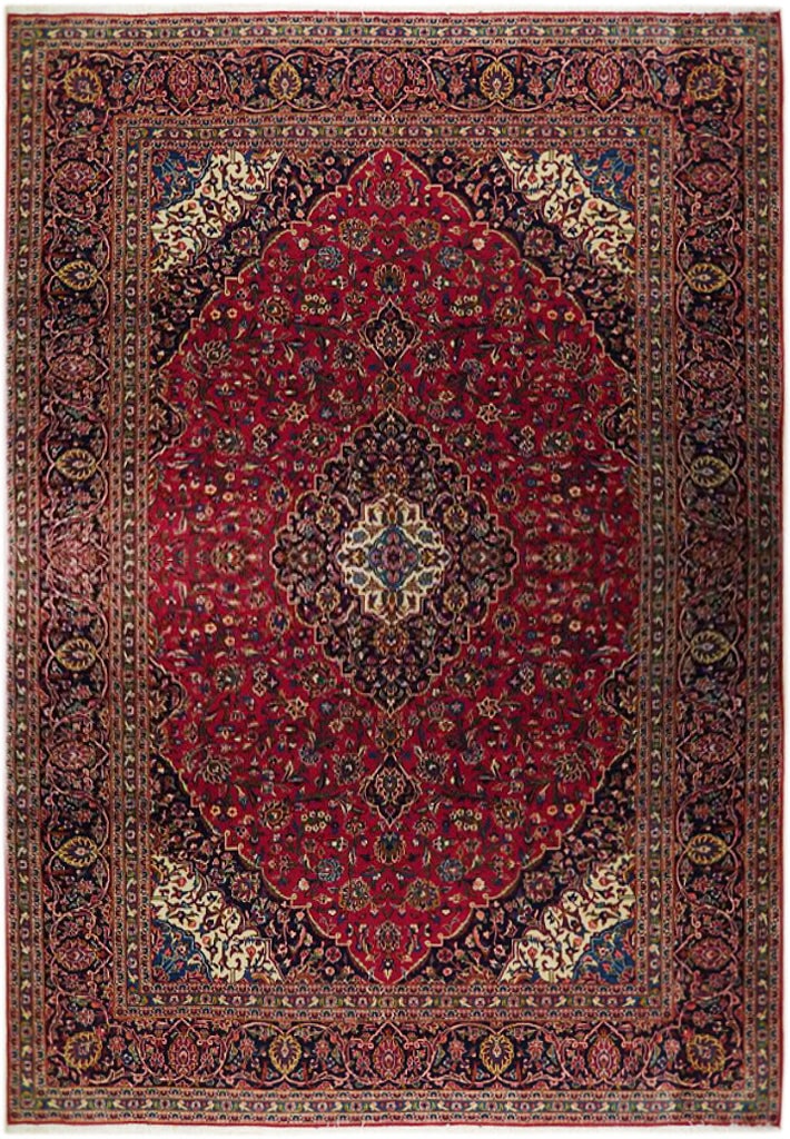 10 x 14 Hand-Knotted Semi-Antique Persian Kashan Rug Red: 10 x 14 Hand-Knotted Semi-Antique Persian Kashan Rug Red Free continental US Shipping Elevate your space with the timeless elegance of this handcrafted 10' x 14' Semi-Antique Persian Kashan Rug. Skill