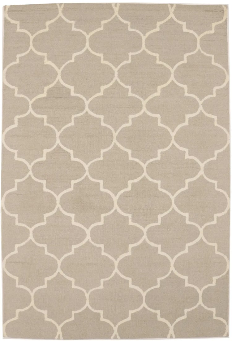 Modern Cream Beige Trellis Design Hand-Tufted Wool Area Rug 5x8: Modern Cream Beige Trellis Design Hand-Tufted Wool Area Rug 5x8 Enhance your living space with this Cream & Beige Trellis Design Contemporary Hand-Tufted Modern Rug. Measuring 5'0" x 8'0" ft, this sty