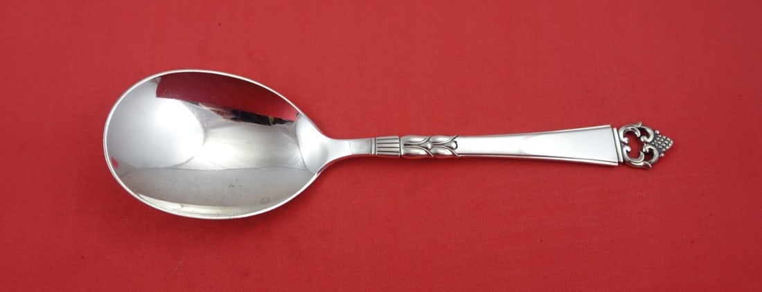 Frigast Danish Crown Sterling Silver Casserole Spoon 8 3/4 inches: Frigast Danish Crown Sterling Silver Casserole Spoon 8 3/4 inches This exquisite casserole spoon is crafted from sterling silver and features the elegant Danish Crown pattern by Frigast. Measuring 8 3