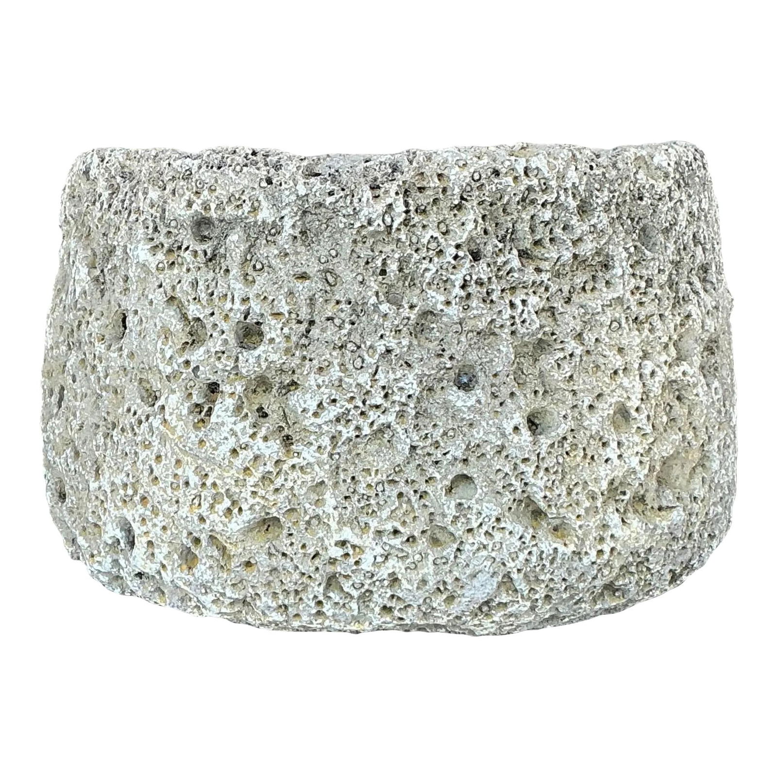 Vintage Boho Cast Cement Crater Planter Gray 8x8x5 (1 of 5)