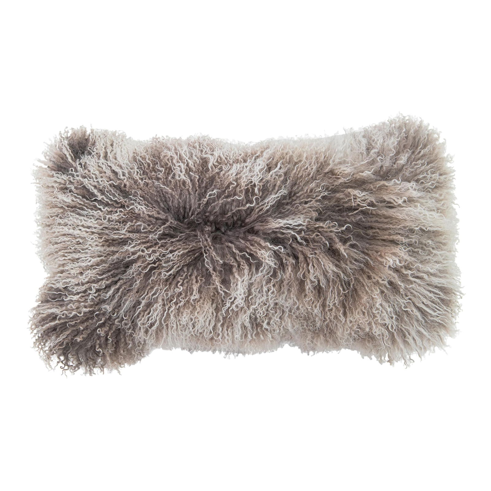 Gray Modern Mongolian Lamb Fur Pillow 12 x 24 Handmade (1 of 5)