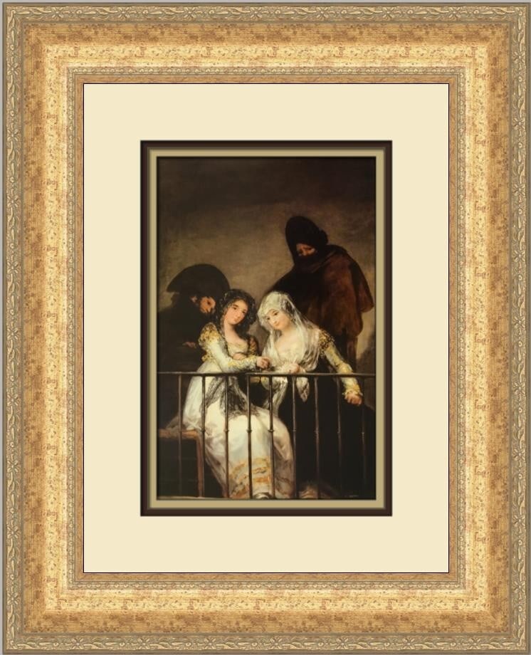 Francisco De Goya Majas on the Balcony Custom Framed Print 19x15: Francisco De Goya Majas on the Balcony Custom Framed Print 19x15 This stunning custom framed print by renowned artist Francisco De Goya features the iconic artwork "Majas on the Balcony." Measuring 19