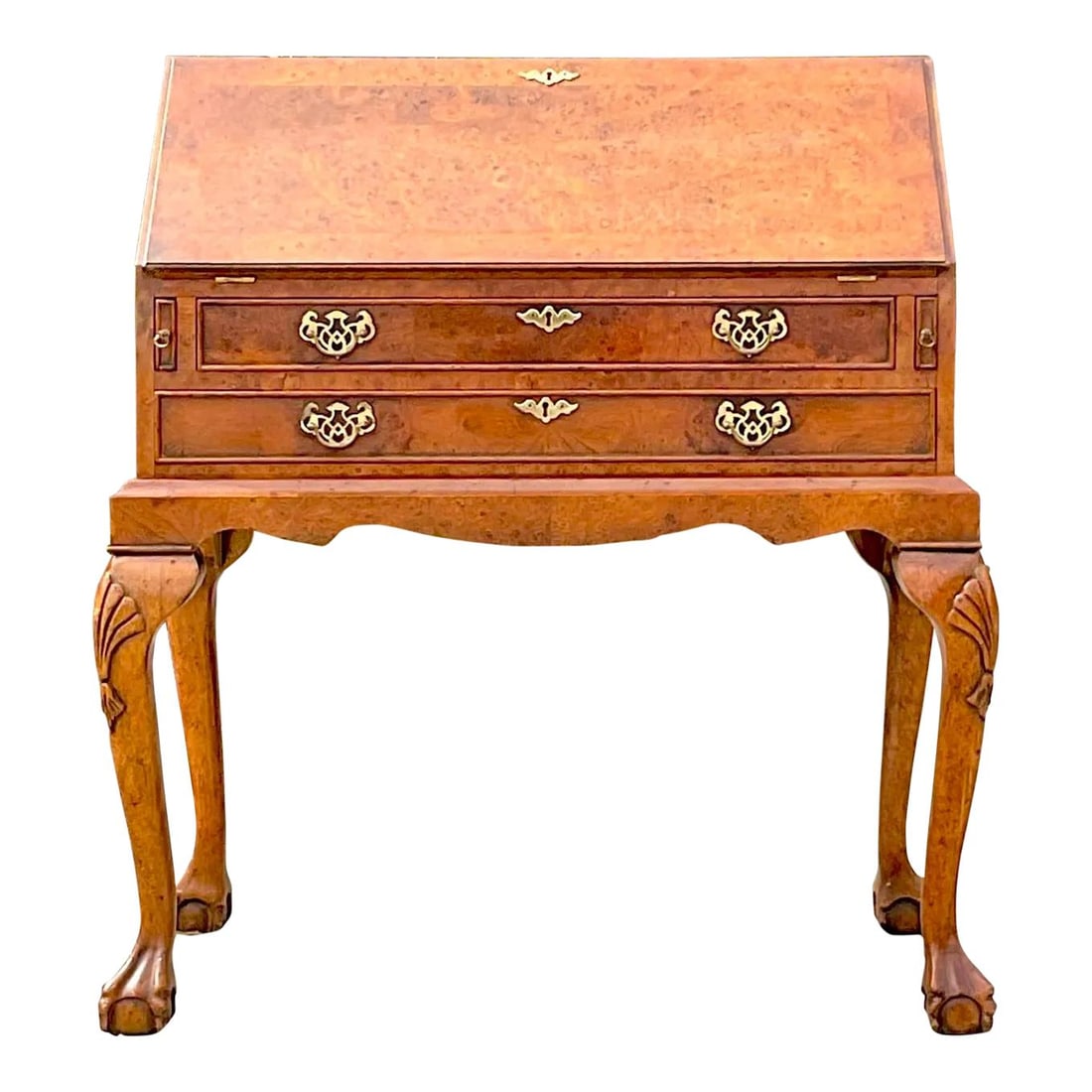 Vintage Boho Burl Wood Flip Down Writing Desk Palm Beach Estate: Vintage Boho Burl Wood Flip Down Writing Desk Palm Beach Estate This exquisite mid-20th century vintage Boho writing desk showcases a stunning burl wood construction with a unique flip-down design. Th