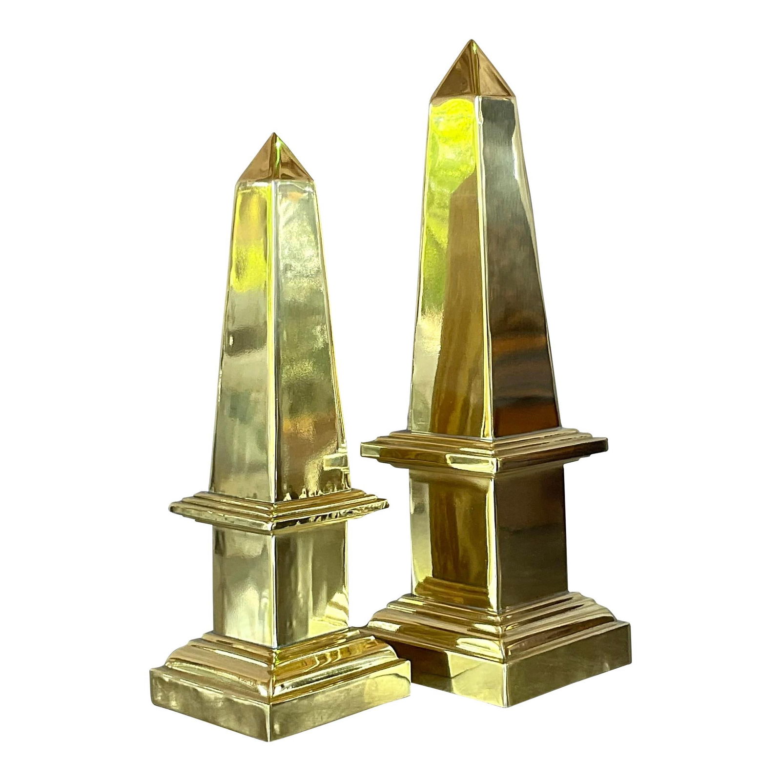 Elegant Vintage Regency Brass Obelisks Pair 5.25x17.25 4.5x14.5 (1 of 8)