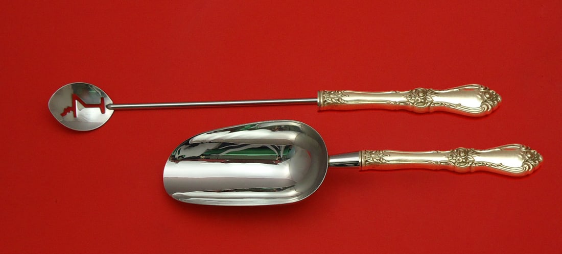 Royal Rose Wallace Sterling Silver 2pc Bar Set Martini Spoon Ice Scoop (1 of 1)