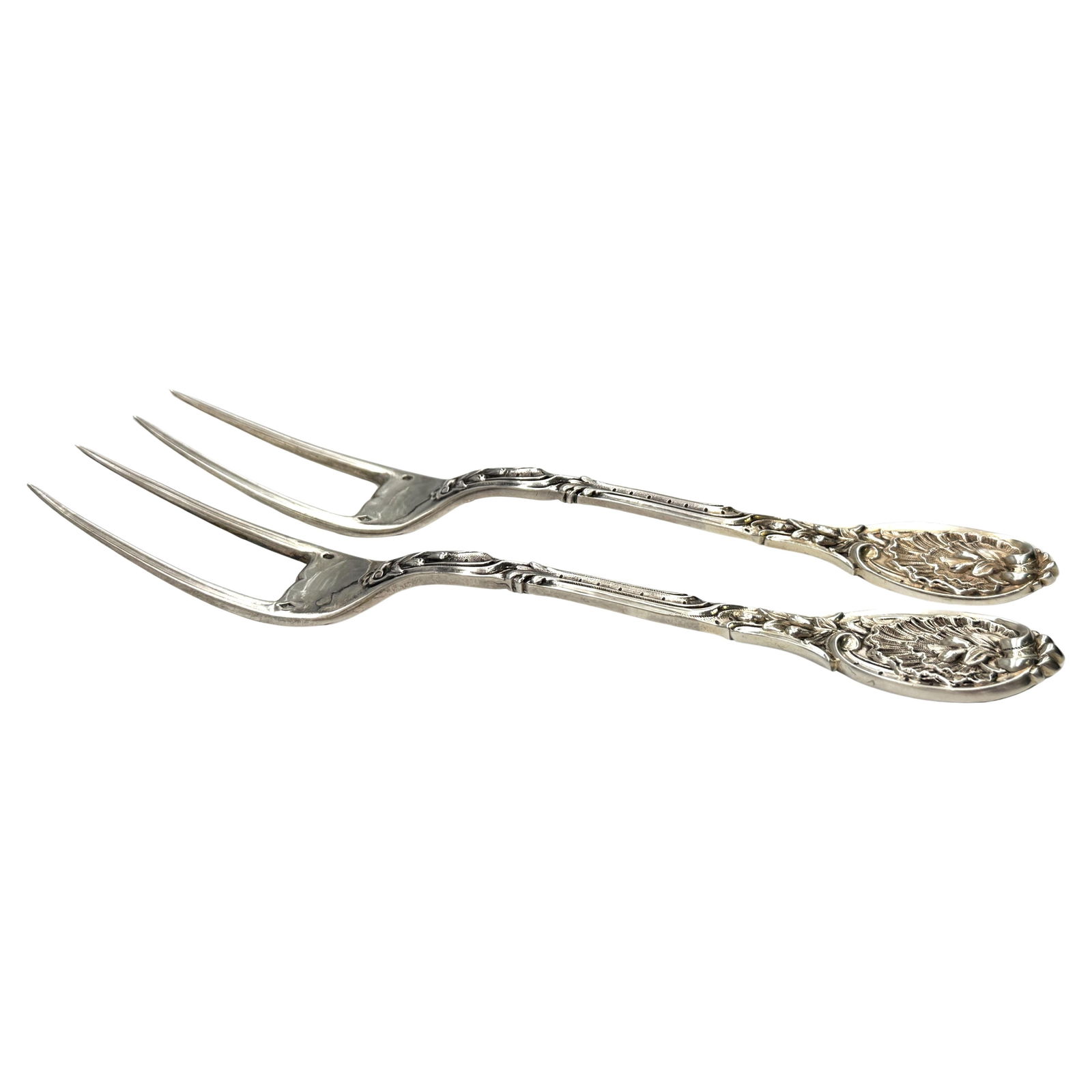 Odiot Sterling Silver Serving Forks Set of 2 19th Century French Neoclassical Design (1 of 13)