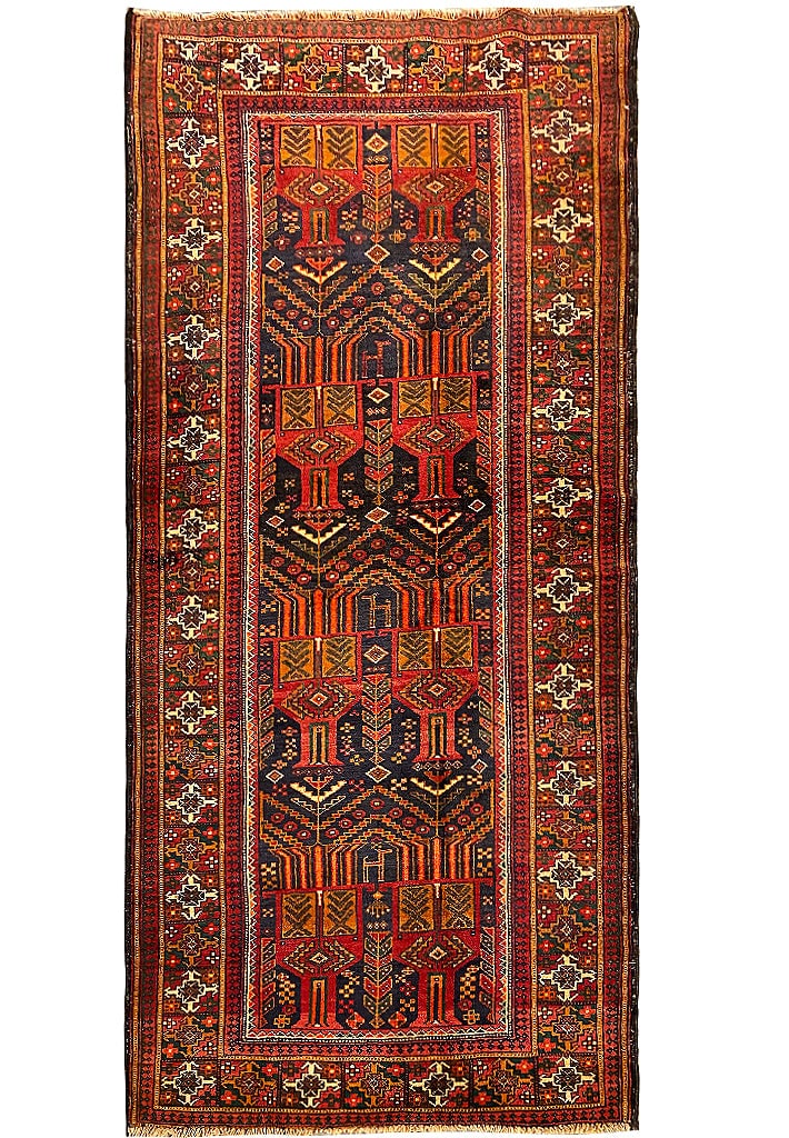 Handmade 3.5 x 7.8 Pinkish Red Baluchi Wool Runner Rug (1 of 9)