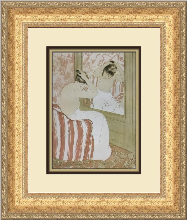 Mary Cassatt The Coiffure Custom Framed Print 1994 Open Edition: Mary Cassatt The Coiffure Custom Framed Print 1994 Open Edition This stunning custom framed print by Mary Cassatt, titled 'The Coiffure', showcases a beautiful expressionism impressionism style. The p
