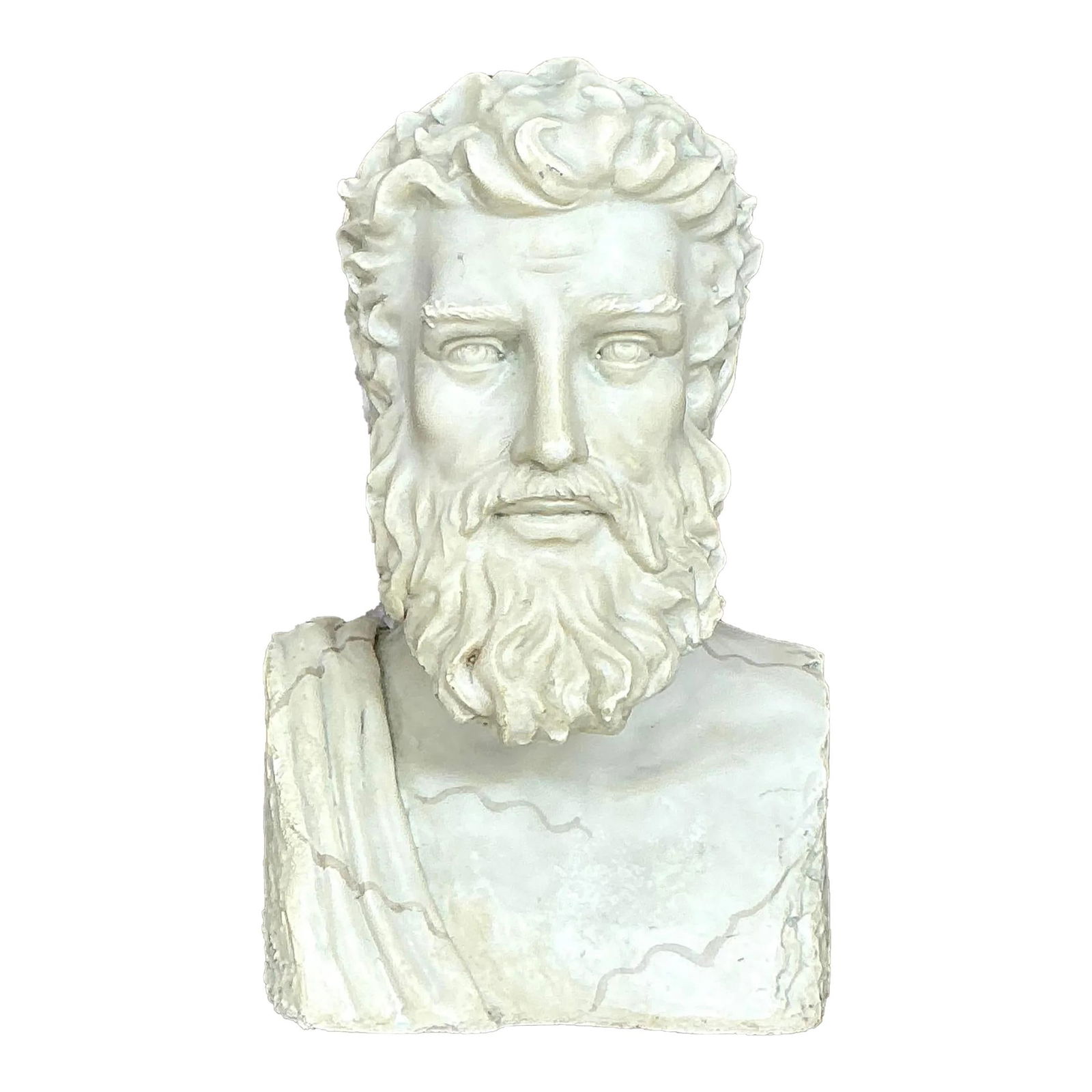 Vintage Boho Resin Bust of Man in Cream Finish (1 of 7)