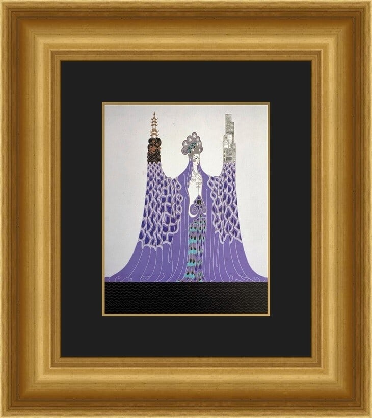 Erte Ocean Pacifique Custom Framed Art Deco Print 18x21 (1 of 1)