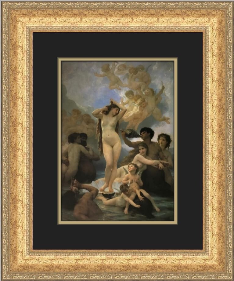 Adolphe W Bouguereau The Birth of Venus Framed Print 20x16: Adolphe W Bouguereau The Birth of Venus Framed Print 20x16 This stunning custom framed print features Adolphe W Bouguereau's masterpiece, 'The Birth of Venus.' Measuring 20 inches in height and 16 inc
