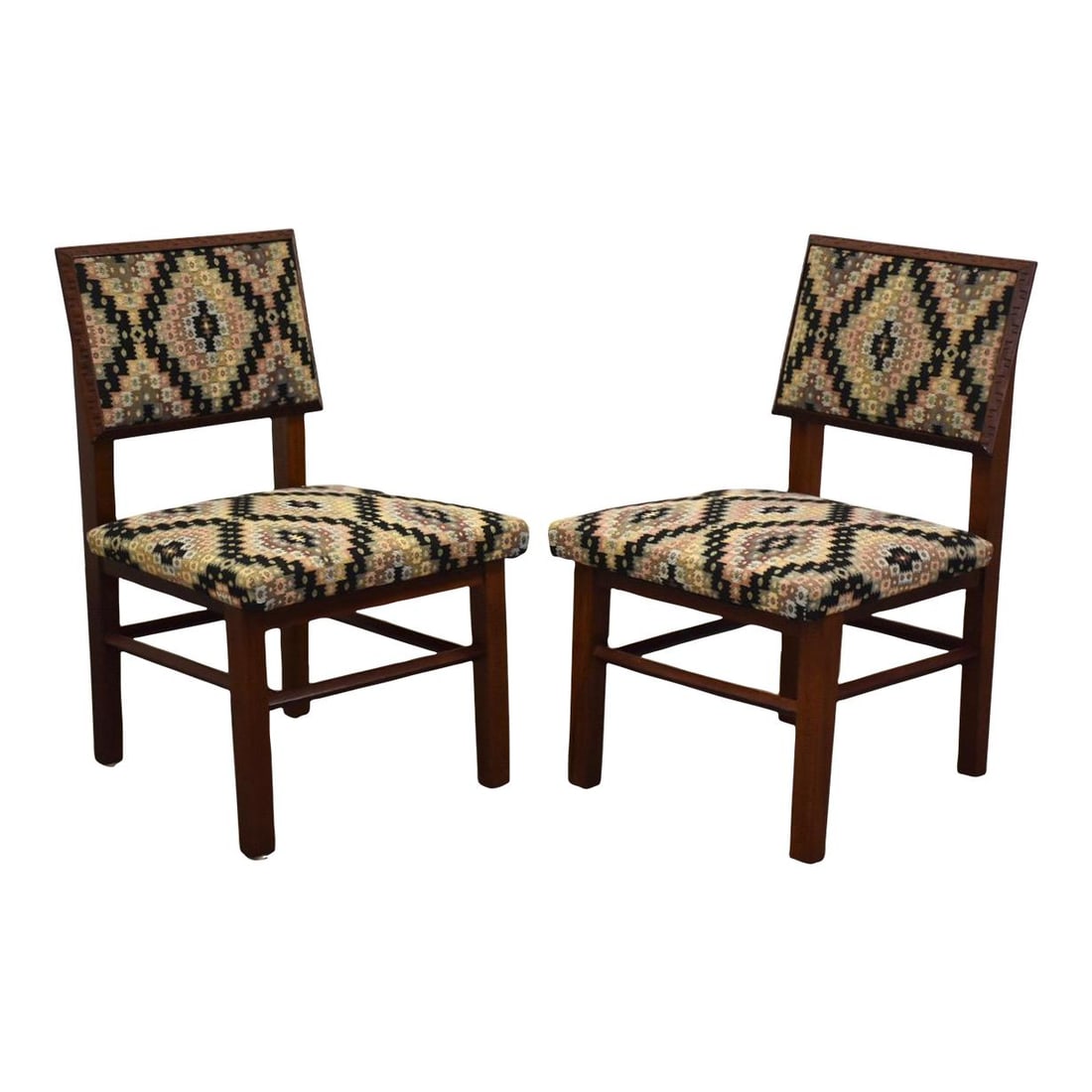 Frank Lloyd Wright Taliesin Dining Chairs Pair Mid Century Modern Wood Brown (1 of 9)