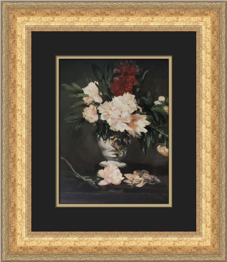 Edouard Manet Peonies in a Vase Custom Framed Print 19x17 (1 of 2)