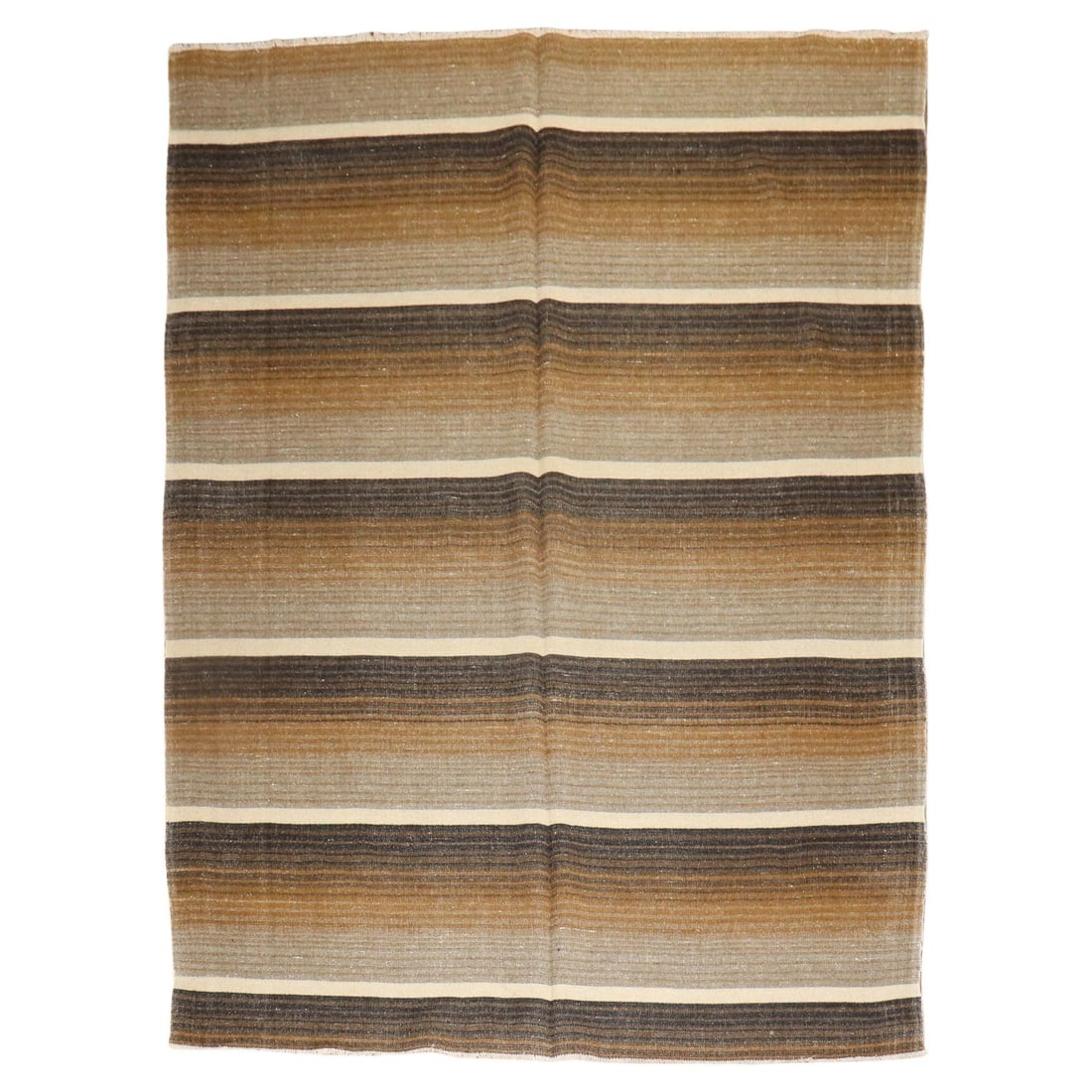 Hand-Woven Striped Turkish Kilim Rustic Wool 66 x 79 in: Hand-Woven Striped Turkish Kilim Rustic Wool 66 x 79 in This exquisite striped Turkish Kilim showcases a charming rustic pattern, perfect for adding a touch of warmth to any space. Hand-woven from hig