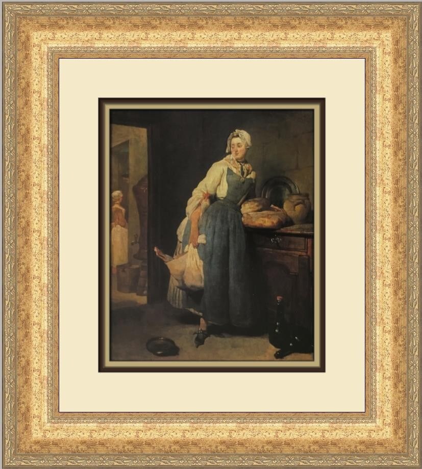 Jean-Baptiste Chardin Back from the Market Custom Framed Art Print: Jean-Baptiste Chardin Back from the Market Custom Framed Art Print This stunning custom framed print titled "Back from the Market" by artist Jean-Baptiste Chardin is a beautiful addition to any art co