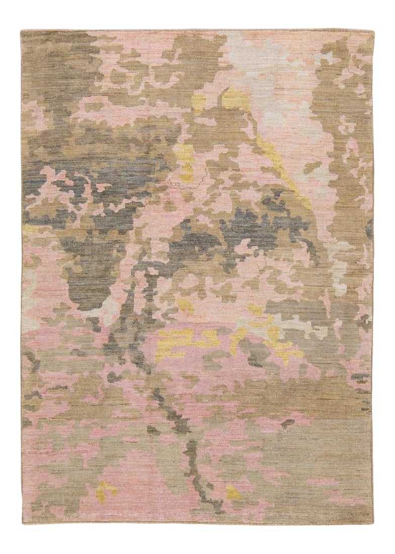 Modern Pink Greek Key Pattern Handmade Wool Rug 6'9 x 8'1: Modern Pink Greek Key Pattern Handmade Wool Rug 6'9 x 8'1 Enhance your space with this stunning Modern Pink Handmade Abstract Motif Wool Rug. Featuring a vibrant pink field, this exquisite rug is ador