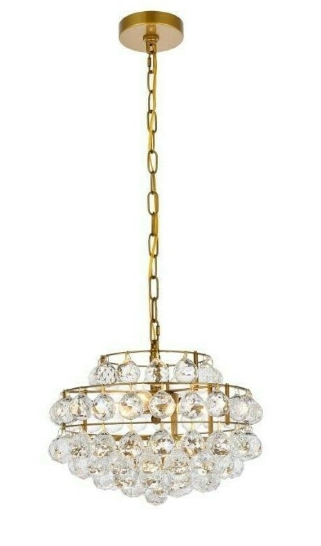 Savannah 3-Light Brass Pendant Chandelier with Clear Royal Cut Crystals (1 of 9)