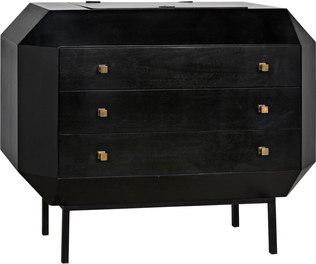 Noir Rhiana Mahogany Dresser English Traditional Style Brass Pulls (1 of 16)