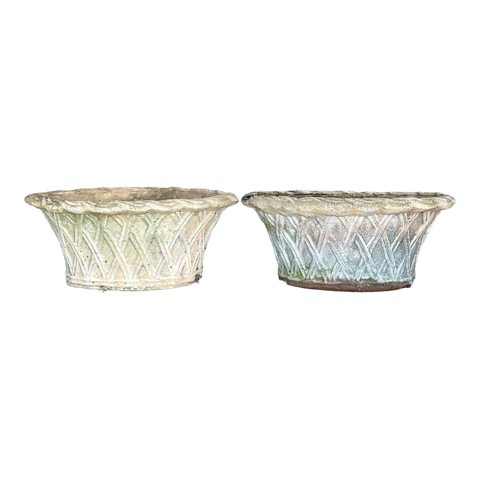 Vintage Regency Terra Cotta Planters Pair with Trellis Design (1 of 10)