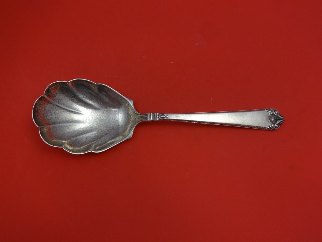 Watson George II Rex Hand Chased Sterling Silver Berry Spoon 9" Shell Bowl (1 of 1)