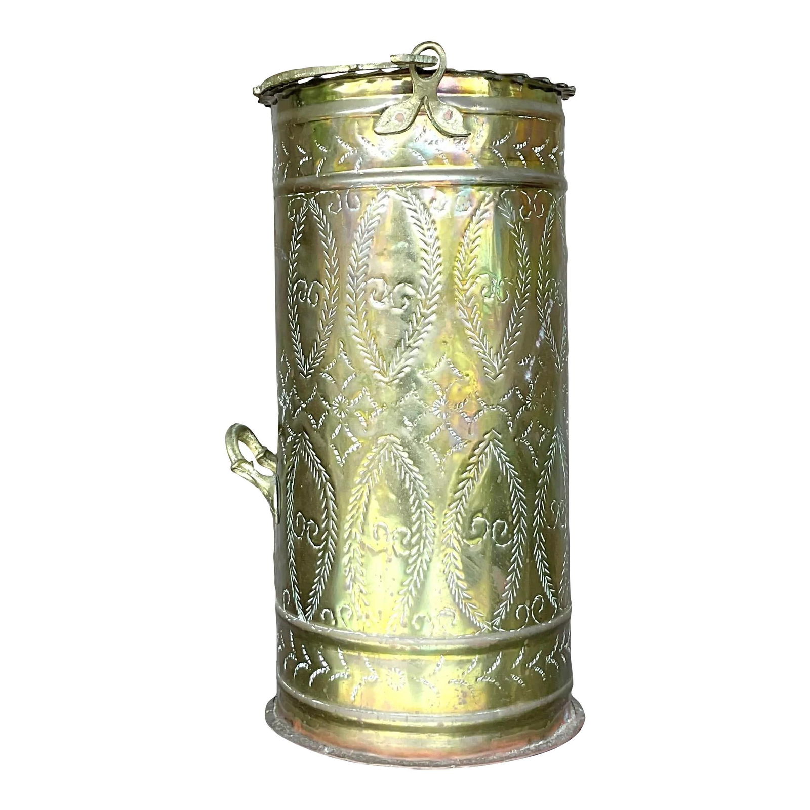 Vintage Hammered Brass Umbrella Stand 9x9.75x16 American Craftsmanship (1 of 7)