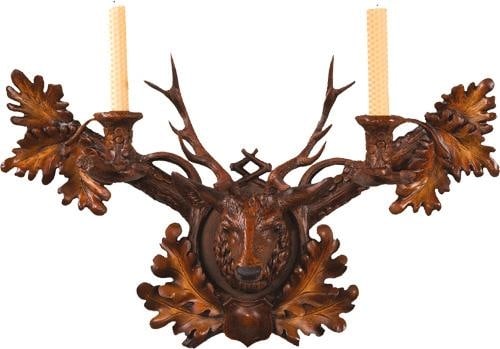 Handcrafted Lodge Style Stag Head Candle Sconce Chestnut Finish (1 of 1)