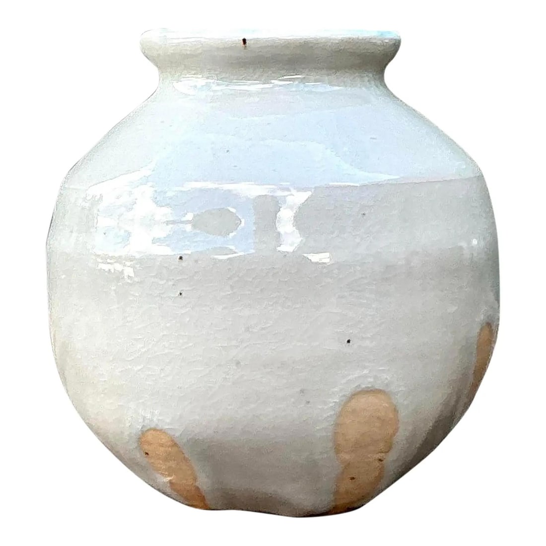 Vintage Studio Pottery Bud Vase with Sky-Blue Interior (1 of 7)