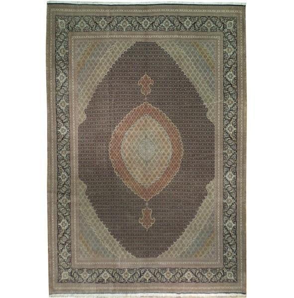 11.3 x 16.4 Black Tabriz Mahi Persian Area Rug Wool Silk 400 KPSI (1 of 6)