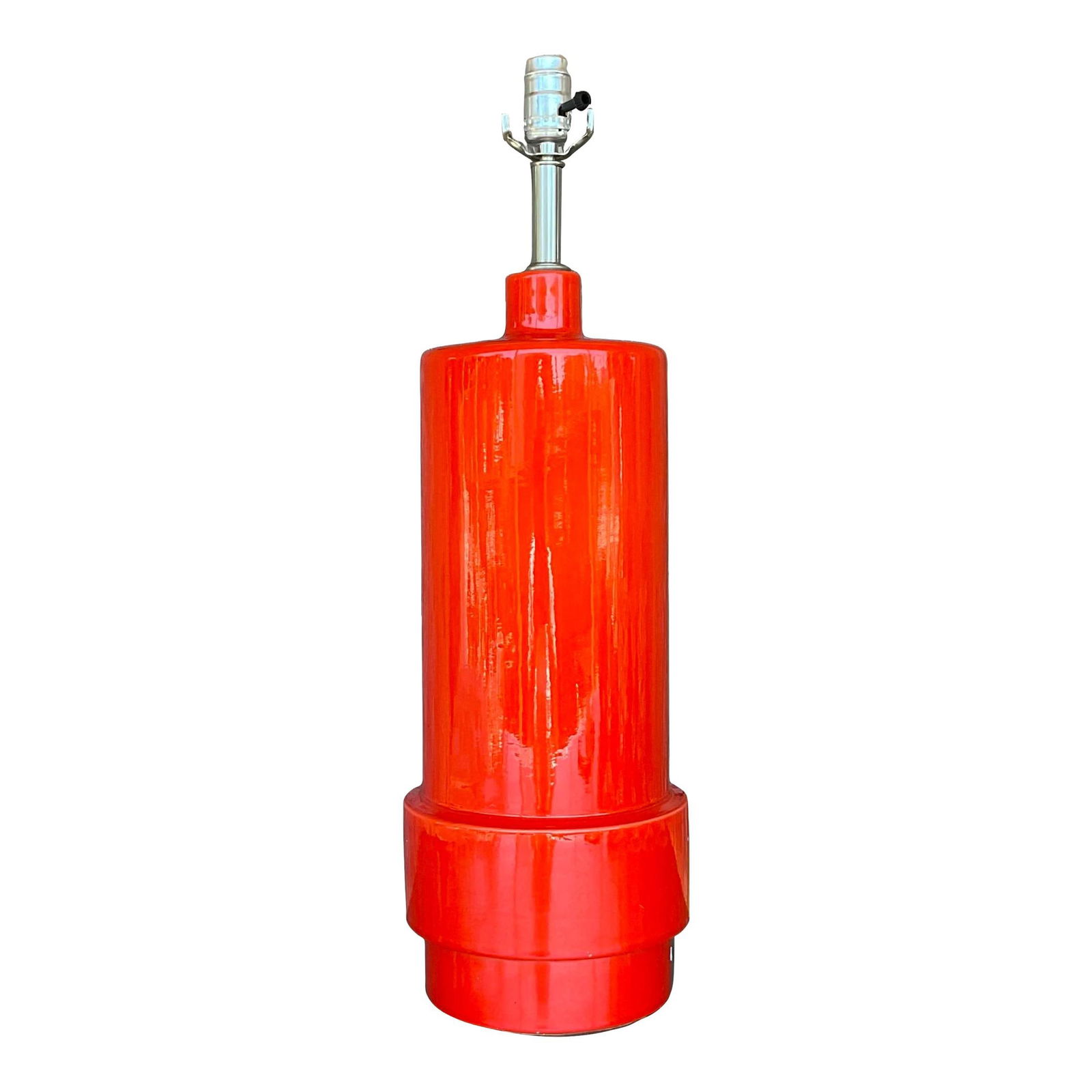 Vintage Boho Red Ceramic Lamp Hand Glazed Eclectic Design (1 of 4)