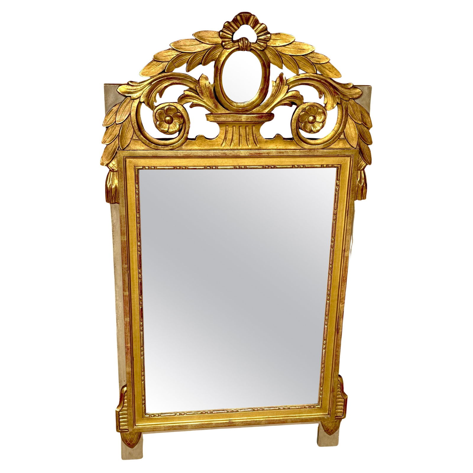 19th Century Swedish Gustavian Gilt Polychromed Neoclassical Mirror 48x25 (1 of 12)