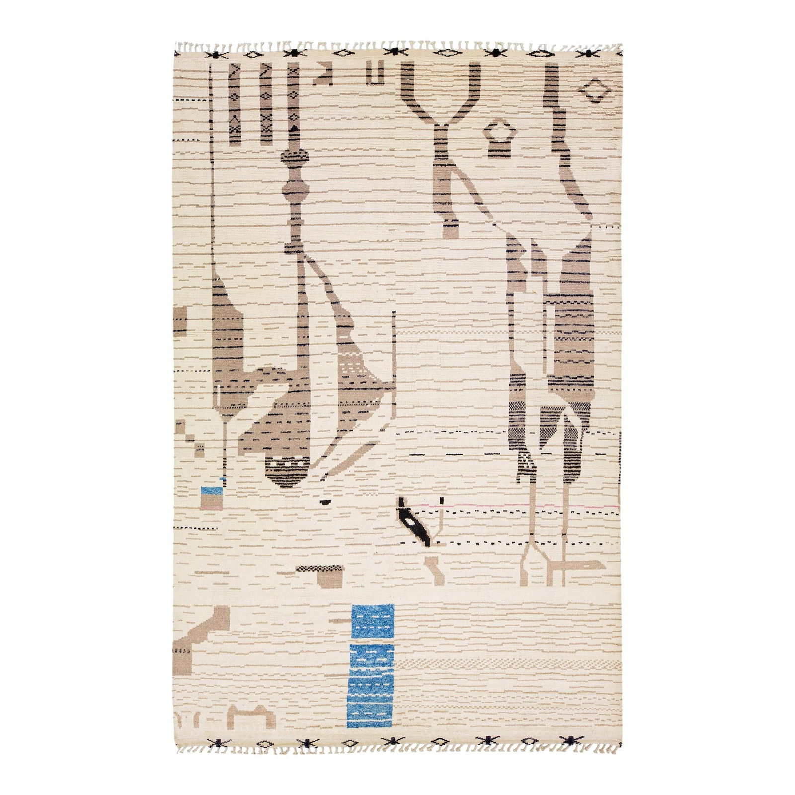Handmade Moroccan Berber Abstract Wool Rug 10' x 15' Beige: Handmade Moroccan Berber Abstract Wool Rug 10' x 15' Beige Enhance your space with this exquisite Moroccan Berber style hand-knotted wool rug, featuring a soft beige field adorned with vibrant multico