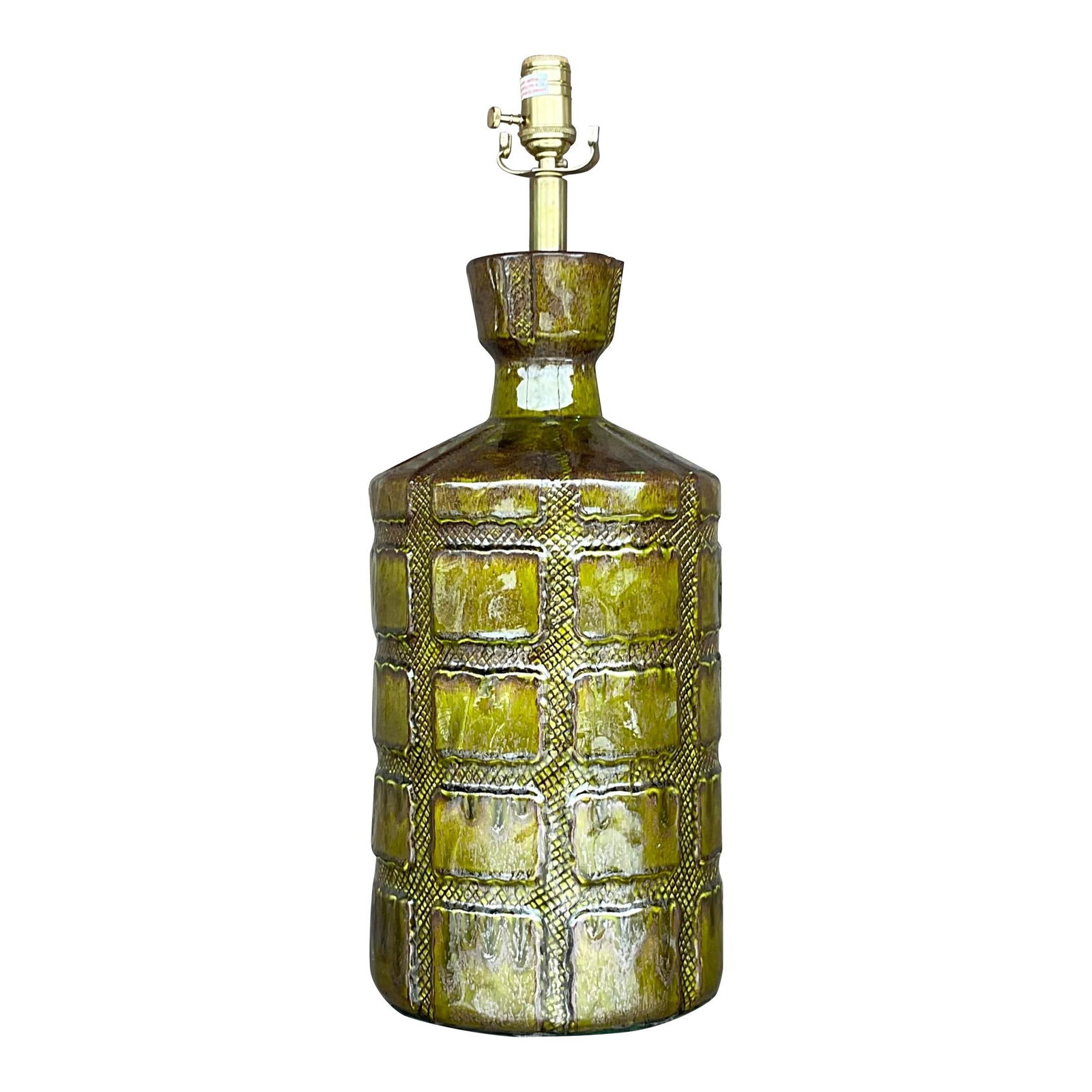Vintage MCM Moss Green Glazed Ceramic Table Lamp (1 of 6)