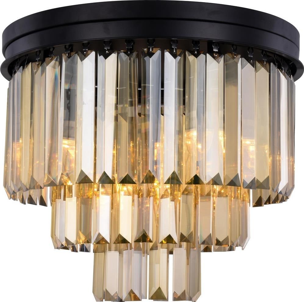 Sydney Flush-Mount Ceiling Light by Elegant Lighting Golden Teak Crystal (1 of 1)