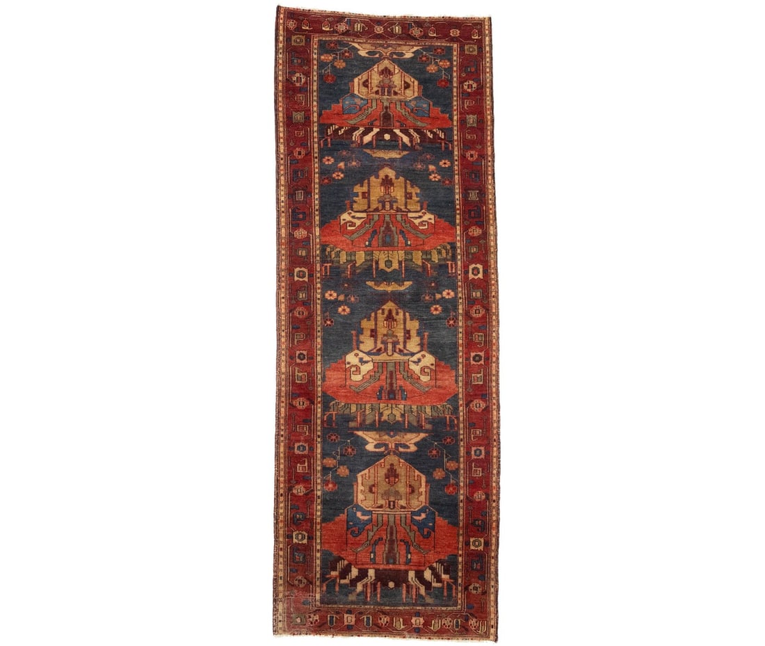 Vintage 3'9 x 10'5 Hand-Knotted Tribal Geometric Runner Rug (1 of 12)