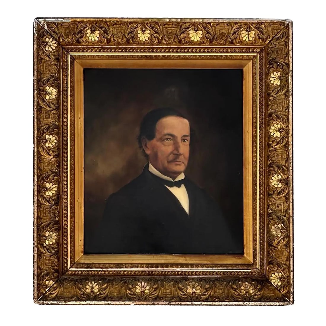 Vintage Oil Portrait of Gentleman in Ornate Gilded Frame (1 of 5)