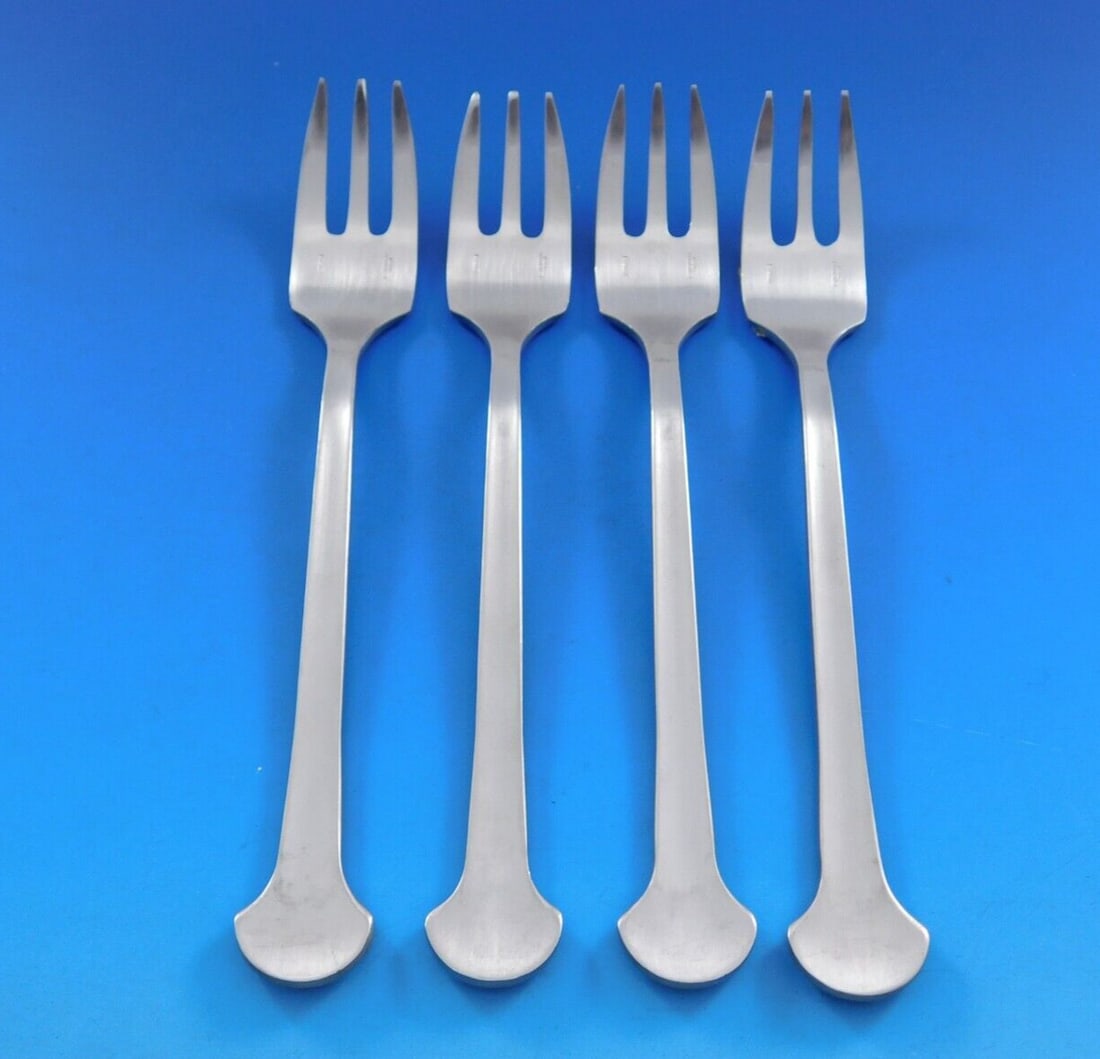 Christofle Sigma Stainless Steel Pastry Forks Set of 4 Modern France 3-Tine 6 1/4" (1 of 4)