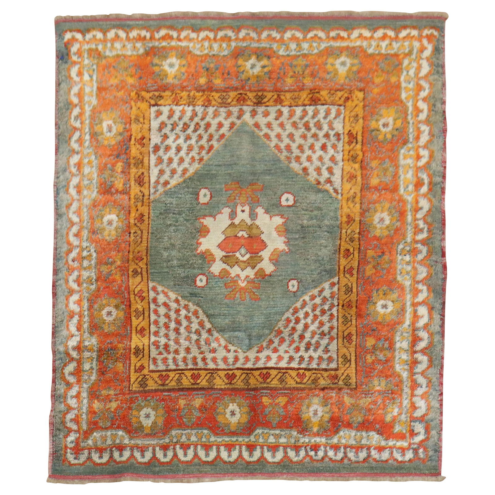 Vivacious Early 20th Century Angora Oushak Rug 39 x 45 Hollywood Regency (1 of 8)