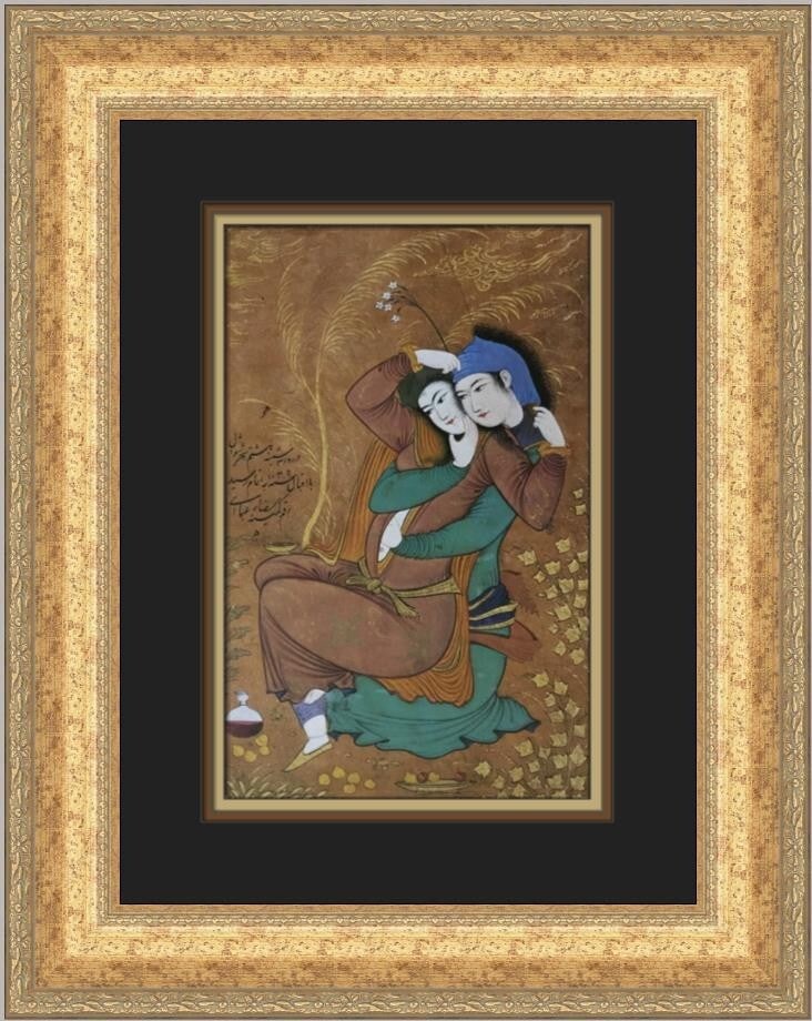 Reza Abbasi Two Lovers Custom Framed Art Print 19 x 16 (1 of 2)