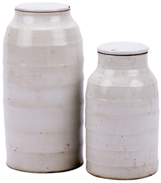 Handmade Busan Porcelain Jar Flat Lid Asian Antique Style (1 of 2)