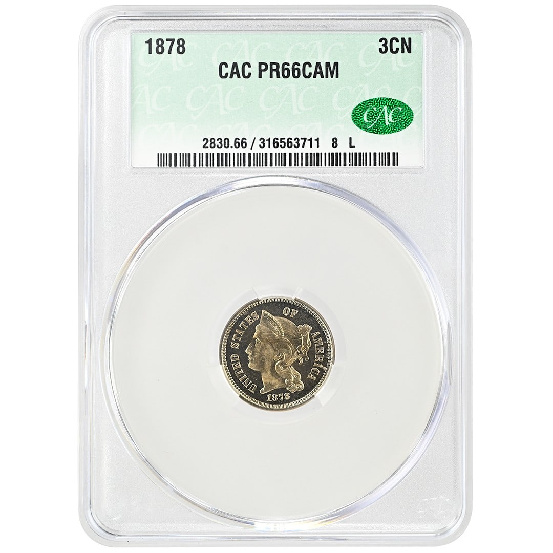1878 Three Cent Nickel CACG PR66CAM Proof Cameo Rare Coin (1 of 4)