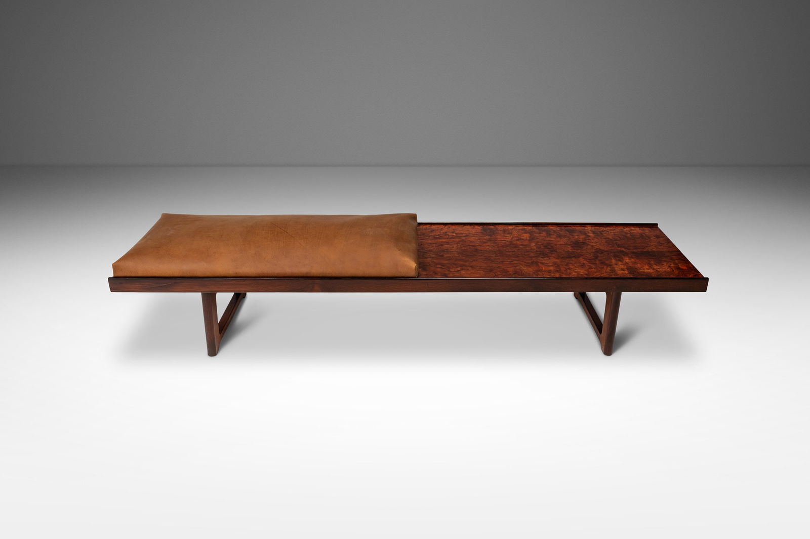 Rare Torbjorn Afdal Krobo Rosewood Bench with Leather Seat Norway 1960s (1 of 10)