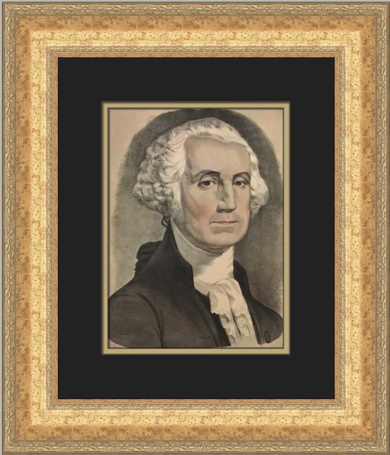 Currier & Ives George Washington Custom Framed Art Print 1952 (1 of 2)