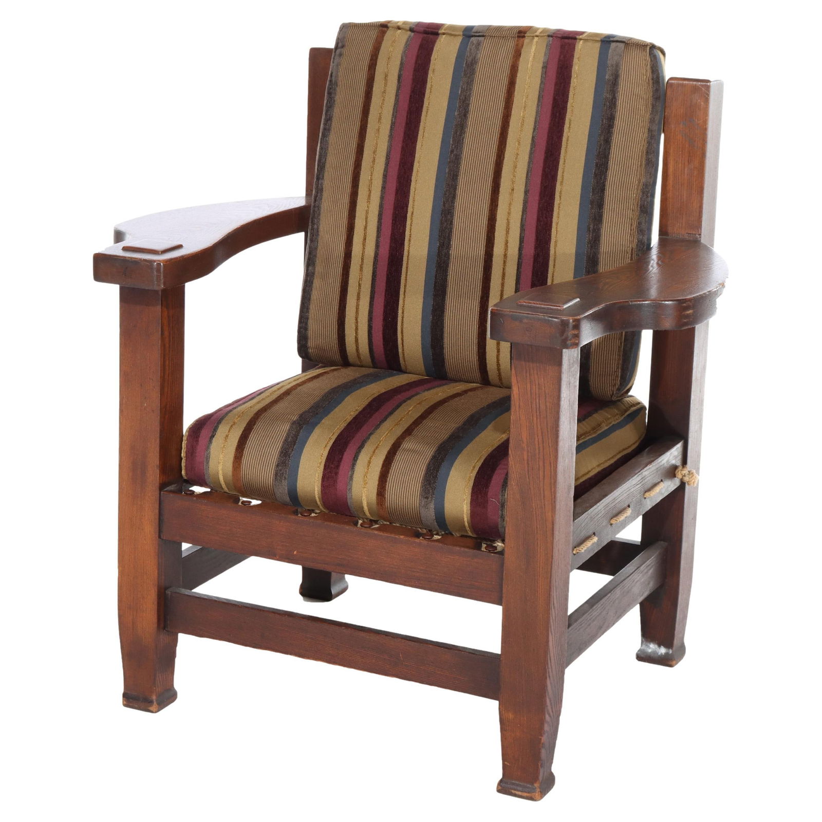 Oversized Vintage Eastlake Stickley Style Oak Armchair 20th Century: Oversized Vintage Eastlake Stickley Style Oak Armchair 20th Century This oversized armchair, designed in the Eastlake Stickley style, is a stunning representation of the Mission Oak furniture movement
