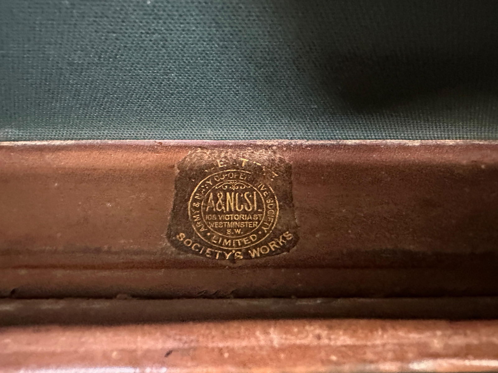 Edwardian Leather Brass Suitcase by Army & Navy CSL London 1910 - 15