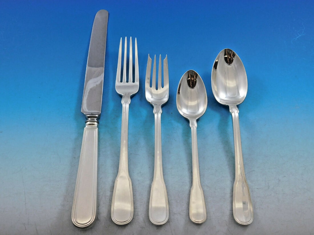 Tiffany Hamilton Gramercy Sterling Silver Flatware Set 60 pcs Dinner: Tiffany Hamilton Gramercy Sterling Silver Flatware Set 60 pcs Dinner Experience elegance with the Hamilton Gramercy by Tiffany Sterling Silver Flatware Set, a stunning collection of 60 pieces