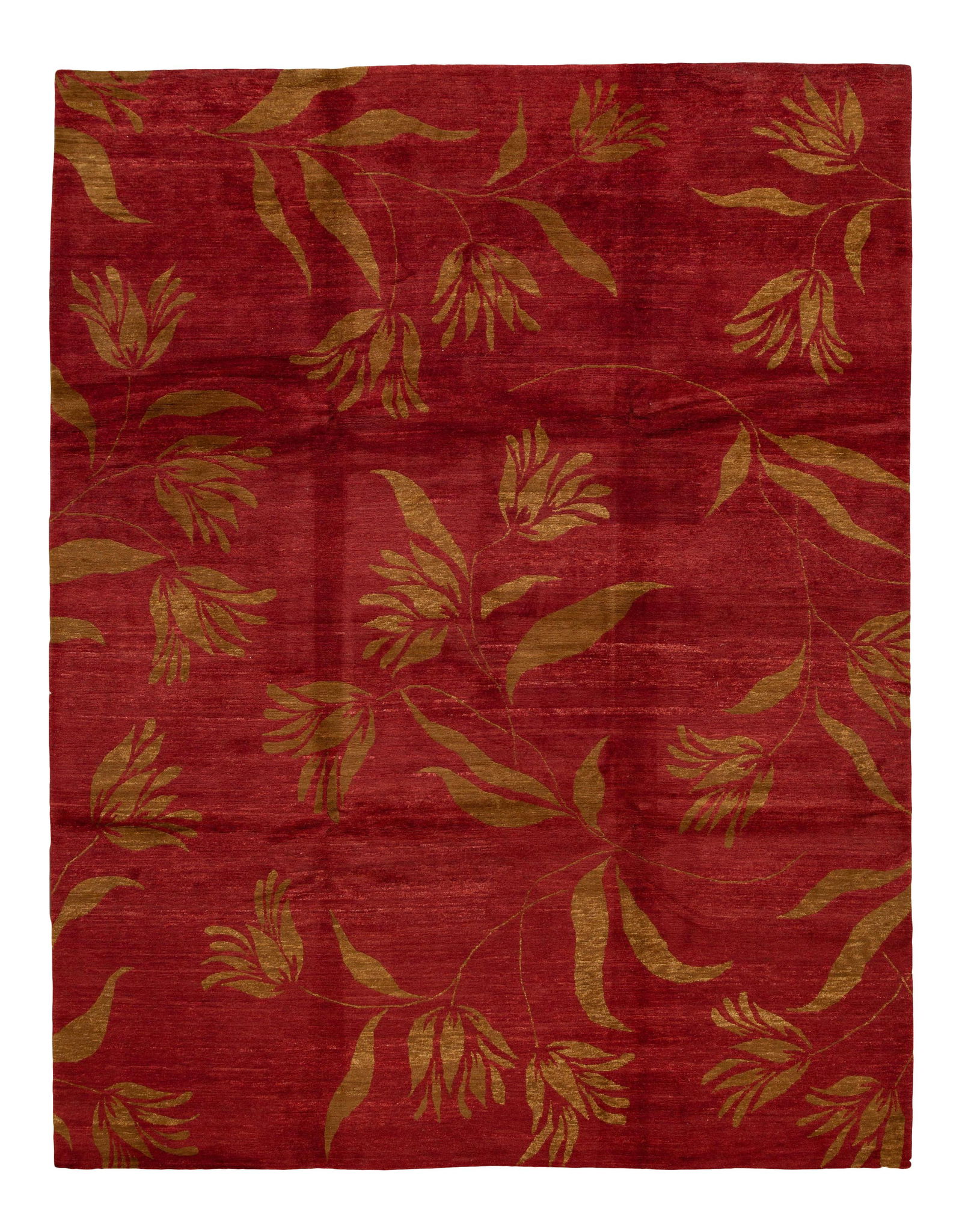 Vibrant Red Tibetan Hand-Knotted Wool Rug 9' x 12' (1 of 10)