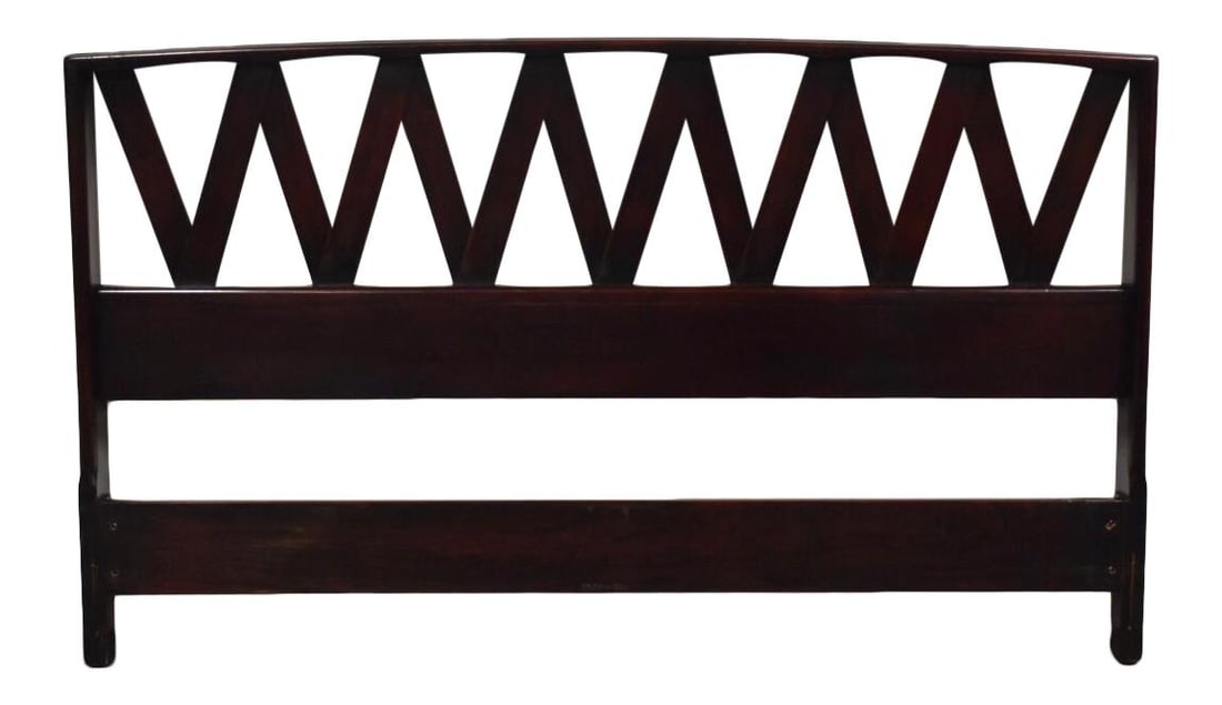 Paul Frankl Mid Century Modern Ebony Full Headboard for Johnson Furniture: Paul Frankl Mid Century Modern Ebony Full Headboard for Johnson Furniture This stunning mid-century modern full-size headboard, designed by Paul Frankl for Johnson Furniture, showcases a sleek design