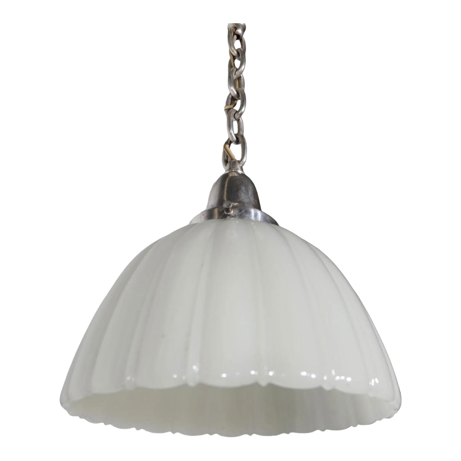 Vintage Industrial Art Deco Hanging Fixture Milk Glass C. 1910-1930 (1 of 10)